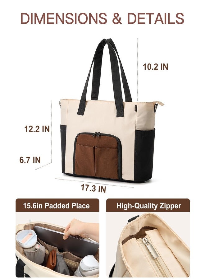 TOVICE Tote Bag with Stanley Cup holder & Laptop Compartment, Work Bag for Women With Zipper & 2 Cup Compartments Inside for Travel, Nurse, Camping, 27L, 15.6" Laptop - Image 5